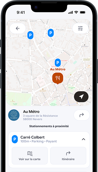 Zones de stationnements à proximité du commerce